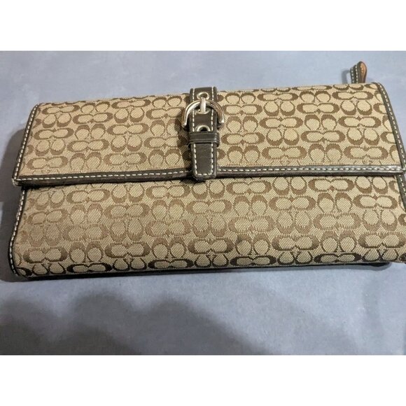 Signature Coach Jacquard Monogram Matching Wallet & Check Book w/flaws - Picture 1 of 5